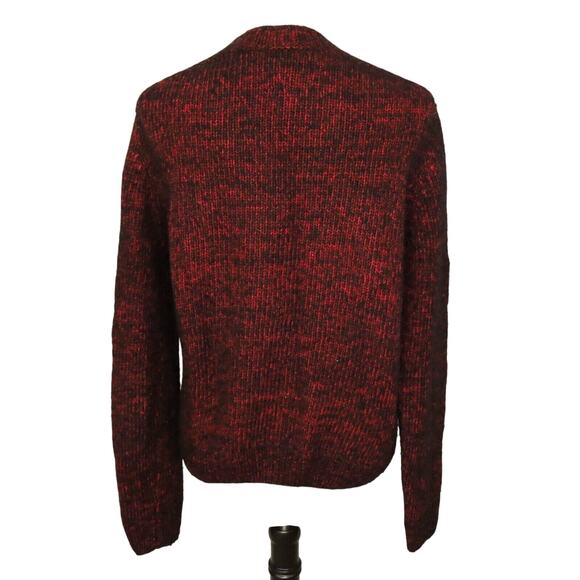 Magaschoni Sweater Womens Medium Black Burgundy Wool Blend Chunky Wool Cotton - Picture 2 of 11